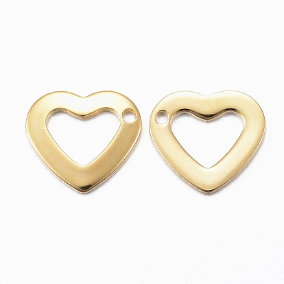 201 Stainless Steel Open Heart Charms, Cut-Out, Hollow