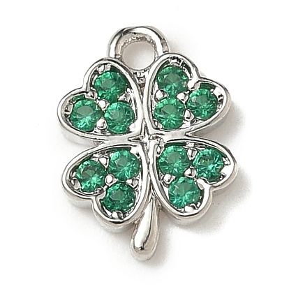 Латунные микро проложить кубического циркония прелести, клевер, стойки покрытие, долговечный, без кадмия и без свинца