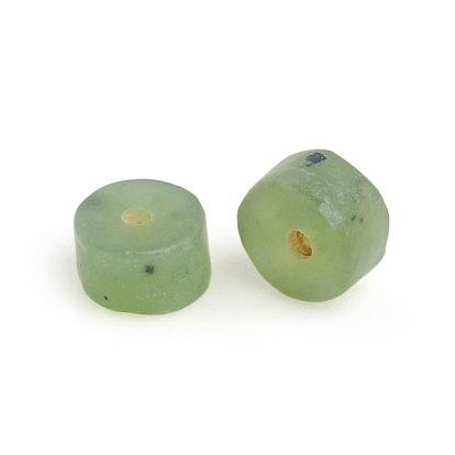 Natural Canadian Jade Beads, Heishi Beads, Frosted, Flat Round/Disc