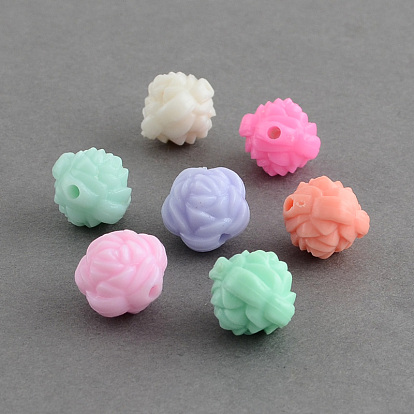 Rose Flower Acrylic Beads, 12x12x11mm, Hole: 2mm, about 670pcs/500g