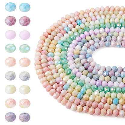 9 нити 9 цвета граненые гальванические стеклянные бусины нити, с покрытием AB цвета, счеты