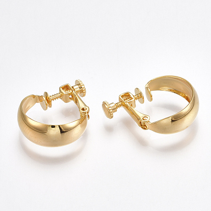 Латунные серьги с клипсами, без никеля , реальный 18 k позолоченный