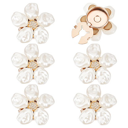6Pcs Flower Alloy Rhinestone Cufflinks, Shawls and Capes Buckles, for Garment Accessories
