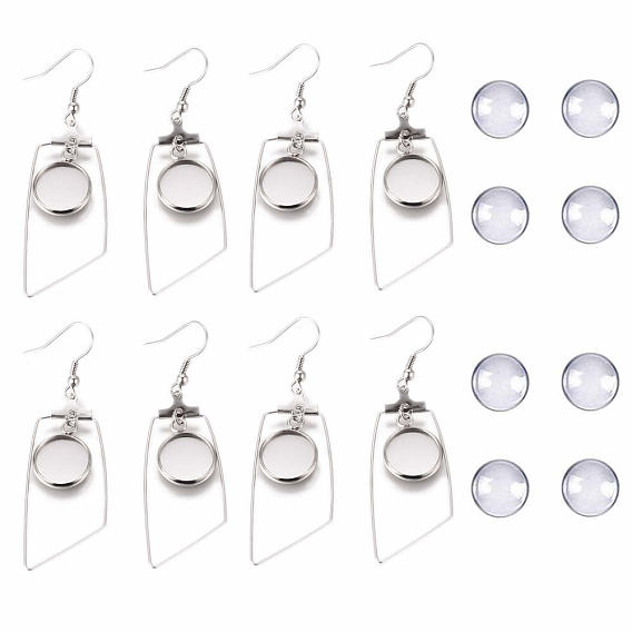 DIY Earring Making, with Stainless Steel Dangle Earrings, Cabochon Settings, Glass Cabochons
