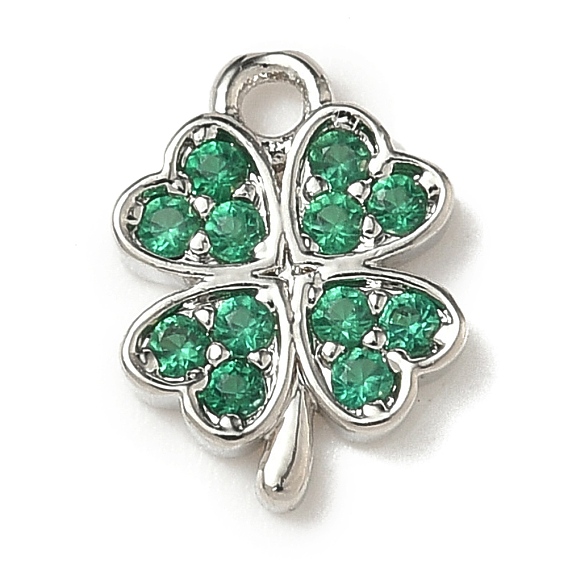 Латунные микро проложить кубического циркония прелести, клевер, стойки покрытие, долговечный, без кадмия и без свинца