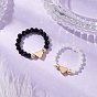 Glass & Brass Beaded Stretch Rings for Women, Heart