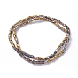 Electroplate Glass Beads Strands, Faceted, Half Plated, Half Round