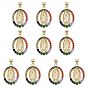 10Pcs Rack Plating Brass Micro Pave Cubic Zirconia Pendants, Real 18K Gold Plated, Long-Lasting Plated, Oval with Virgin Mary