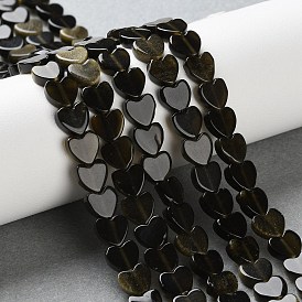 Естественный золотистый отлив обсидиан бисер пряди, сердце