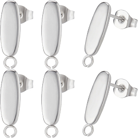 50шт. овальные 304 фурнитура для сережек-гвоздиков из нержавеющей стали, с горизонтальными петлями и ушными гайками 50шт.