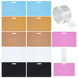 12 шт. 6 цветные пластиковые карты для бейджа из ПВХ, прямоугольник с отверстием для подвешивания, с 2м прозрачной акриловой двусторонней клейкой лентой