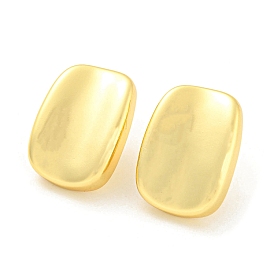 Rack Plating Brass Rectangle Stud Earrings, Long-Lasting Plated, Cadmium Free & Lead Free