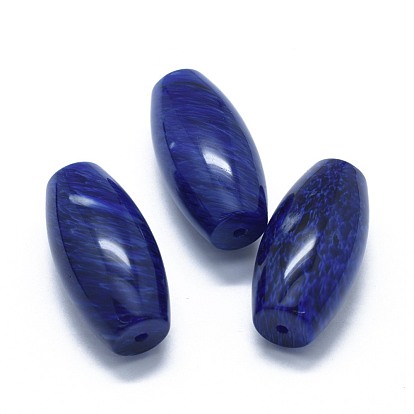 Synthetic Watermelon Stone Glass Two Half Drilled Beads, Oval