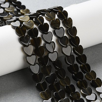 Естественный золотистый отлив обсидиан бисер пряди, сердце