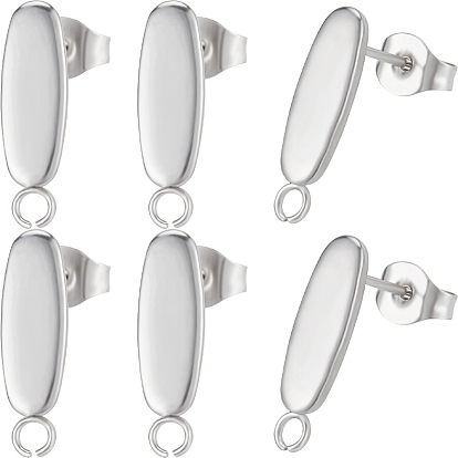 50шт. овальные 304 фурнитура для сережек-гвоздиков из нержавеющей стали, с горизонтальными петлями и ушными гайками 50шт.
