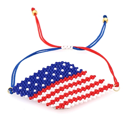 Miyuki Seed Braided Bead Bracelet, Rhombus Friendship Bracelet for Women
