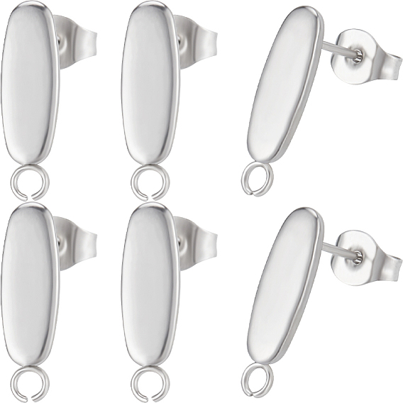 50шт. овальные 304 фурнитура для сережек-гвоздиков из нержавеющей стали, с горизонтальными петлями и ушными гайками 50шт.
