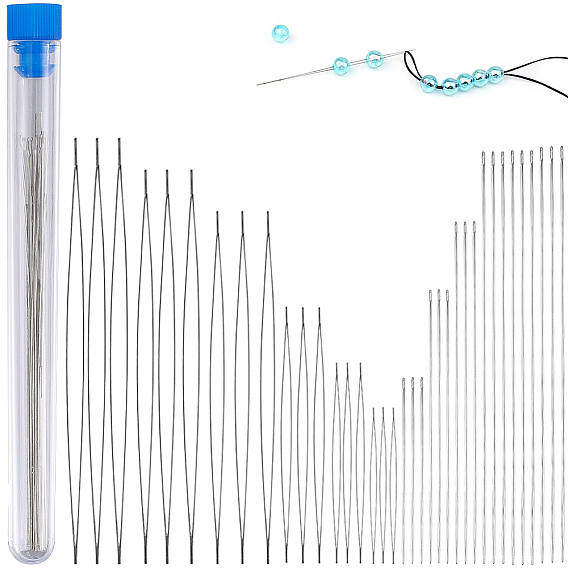 48шт 12 наборы стальных игл для бисероплетения, с трубкой для хранения 2шт.