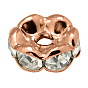 Латунные бусины разделители для поставки стразов, класс AAA, волнистый край, без никеля , розовое золото , рондель, 7x3.2 мм, отверстие : 1.2 мм