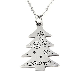 Christmas Theme, 201 Stainless Steel Pendant Necklaces, with Cable Chains and Lobster Claw Claspss, Christmas Tree