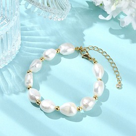 Женские браслеты из бисера из натурального культивированного пресноводного жемчуга, самородки