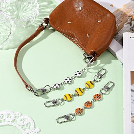 3 шт 3 стили сплав эмаль спортивная сумка для мяча удлинитель цепи, с поворотными застежками сплава, платина