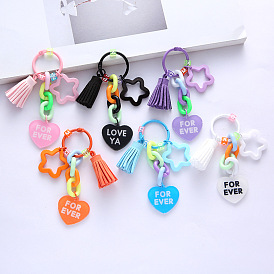 Heart-shaped Keychain with Chain and Charms for DIY Crafts and Bag Decoration