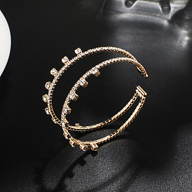Stylish Double Row Claw Chain Bangle Bracelet - Elegant Wire Cuff Jewelry (B293)