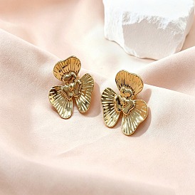 304 aretes de acero inoxidable para mujer, flor