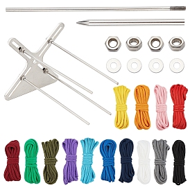 Parachute Cord Ball Knot Making Kits, including 7 Strand Core Parachute Cords, Stainless Steel Knitting Needles Tools