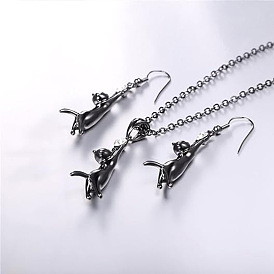 Ожерелья и серьги-подвески из кошачьего сплава со стразами