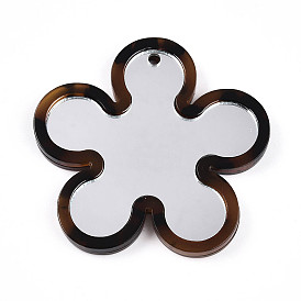 Ацетат целлюлозы (смола) большие подвески, цветок, с акриловой зеркальной поверхностью