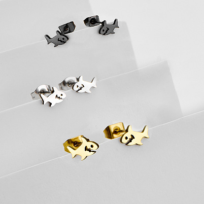 304 из нержавеющей стали серьги, акула