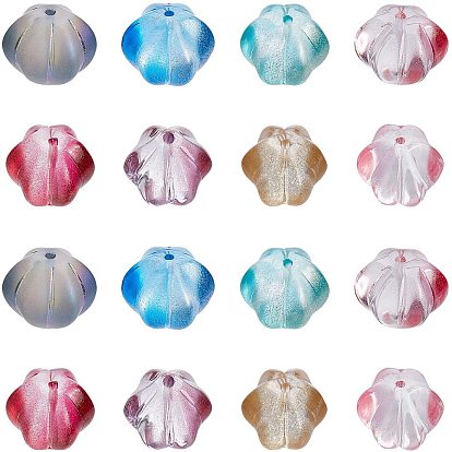 Perles de verre peintes par pulvérisation transparent, avec de la poudre de paillettes, fleur