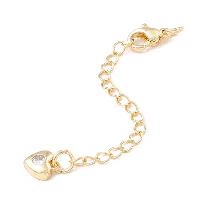 China Factory Brass Micro Pave Cubic Zirconia Chain Extender, with  Stainless Steel Lobster Claw Clasps and Heart Charm, Long-Lasting Plated  77x3mm, Hole: 3mm in bulk online 