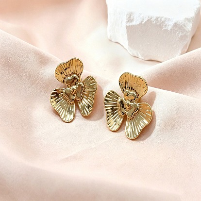 304 aretes de acero inoxidable para mujer, flor