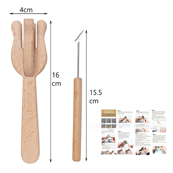 Wood Knitting Fork Braiding Tool, Portable Lucet Fork Cordmaking Hat for Knitters