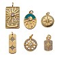6Pcs 6 Style Brass Micro Pave Cubic Zirconia Pendants, Mixed Shapes