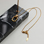 18K Gold Plated French Minimalist Elliptical Pendant Necklace Earrings Set