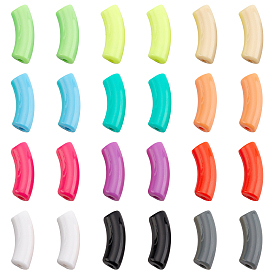 72Pcs 12 Colors Opaque Acrylic Beads, Curved Tube