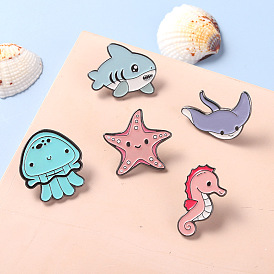 Oceanic Trio: Starfish Octopus Dolphin Cartoon Brooch - Unique and Stylish Gift!