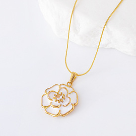 3 шт. ожерелья из нержавеющей стали с белой эмалью и цветочным кулоном в стиле океанского отпуска для женщин