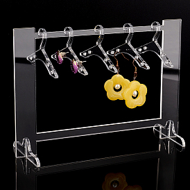Акриловый дисплей серьги стойки, органайзер для сережек в форме вешалки с 5 вешалками