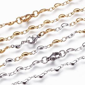 304 Stainless Steel Chain Necklaces, with Lobster Claw Clasps, Ion Plating (IP), Crescent Moon