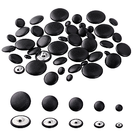 50 шт. 5 стили 1 пуговицы из искусственной кожи с отверстием под алюминий, плоско-круглые