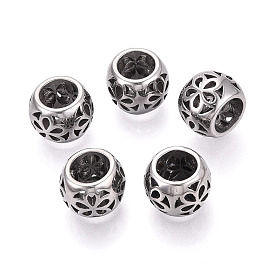 304 из нержавеющей стали крупные бусины отверстие, RONDELLE с цветком