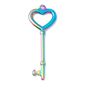 Ion Plating(IP) 304 Stainless Steel Pendants, Heart Key