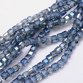Electroplate Glass Bead Strands, Full Rainbow Plated, Faceted, Cube