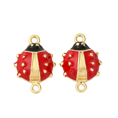 Латунные красные и черные эмалевые соединительные подвески, божья коровка ссылки, стойки покрытие, долговечный, без кадмия и без свинца