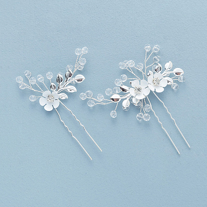 Bride Alloy Crystal Hairpin U-shaped Clip - Wedding Headpiece, Floral Design